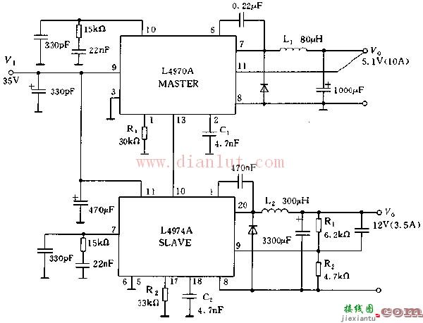 基于L4970A芯片构成多输出DC/DC变换器电路  第1张