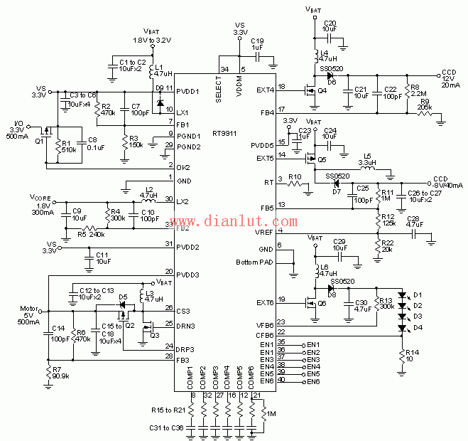 DC-DC转换器RT9911应用电路  第1张