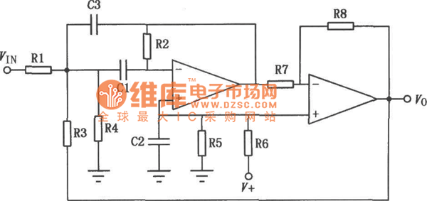 单电源通用型双运放电路图  第1张