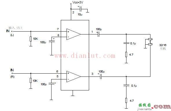 TDA2822应用于便携式磁带放音机电路原理图  第1张