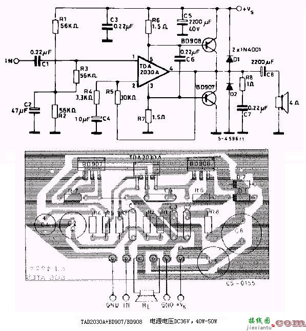 用TDA2030I和BD907/908制作40w功放电路  第3张