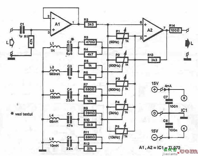 5波段立体图形均衡器电路图  第1张