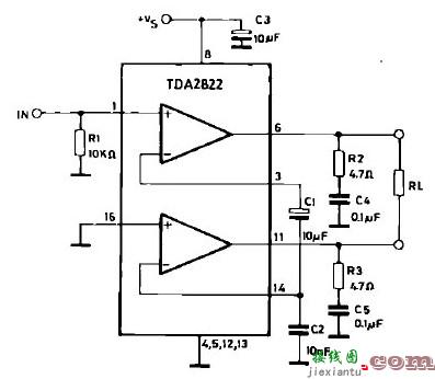 TDA2822单声道功放电路图  第1张