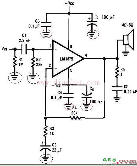 基于LM1875设计的有源音箱噪音的防止电路  第1张