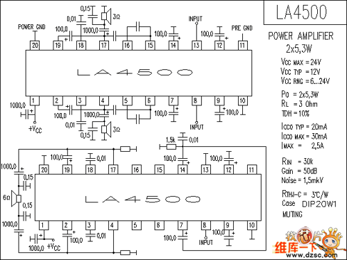 LA4500 音响IC电路图  第1张