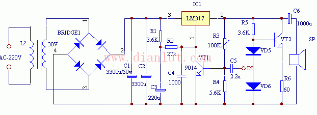 采用三端稳压LM317制作的甲类功放电路  第1张