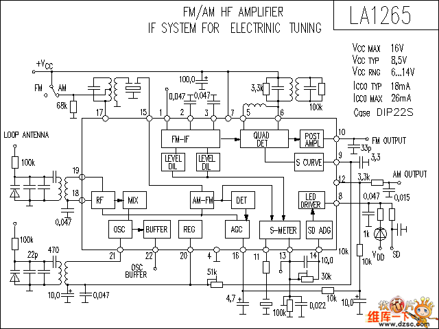 LA1265 音响IC电路图  第1张