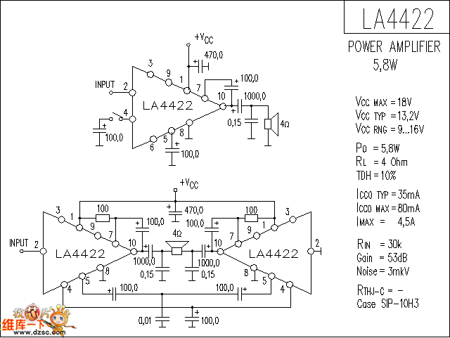 LA4422 音响IC电路图  第1张