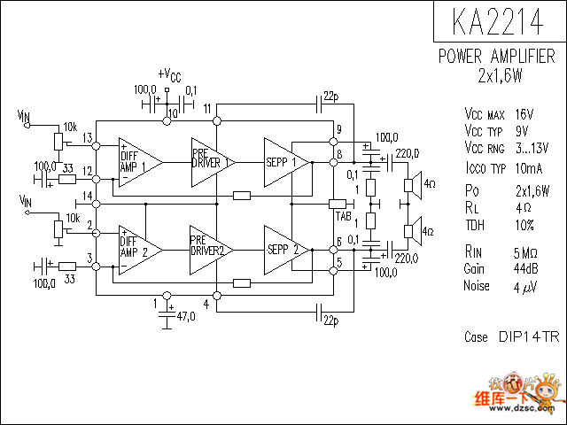 KA2214 音响IC电路图  第1张