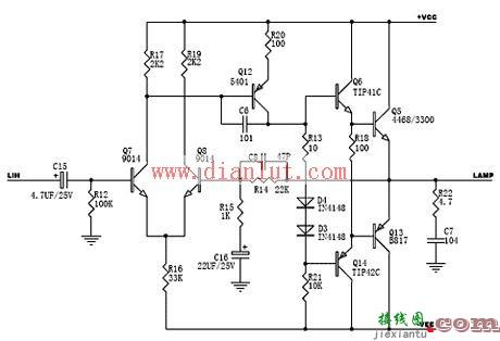 OCL分立元件功放电路示意图  第1张