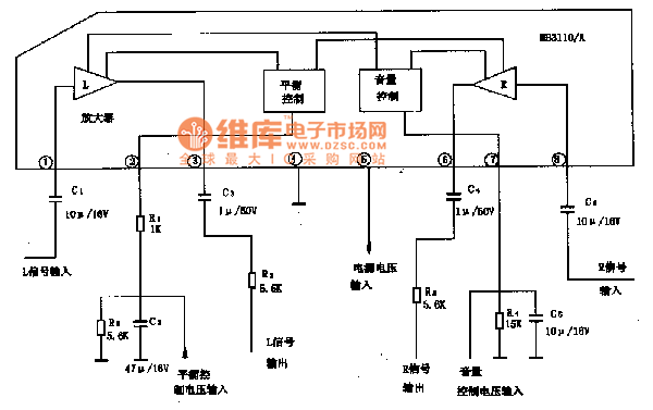 MB311O·MB311OA-双通道音量、平街控制集成电路图  第2张