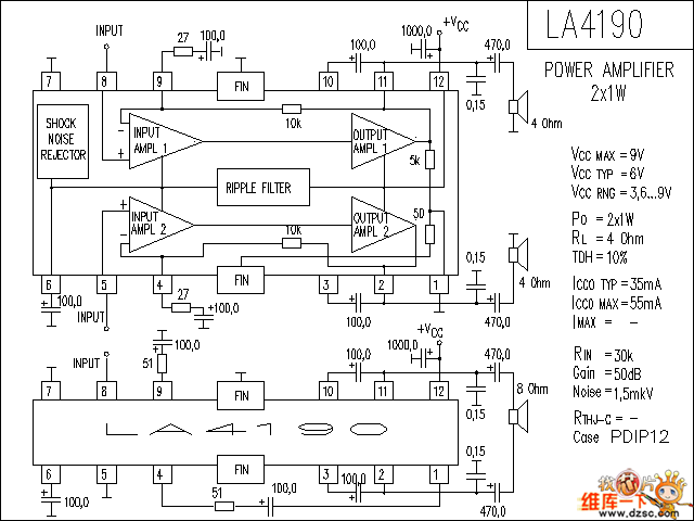 LA4190 音响IC电路图  第1张