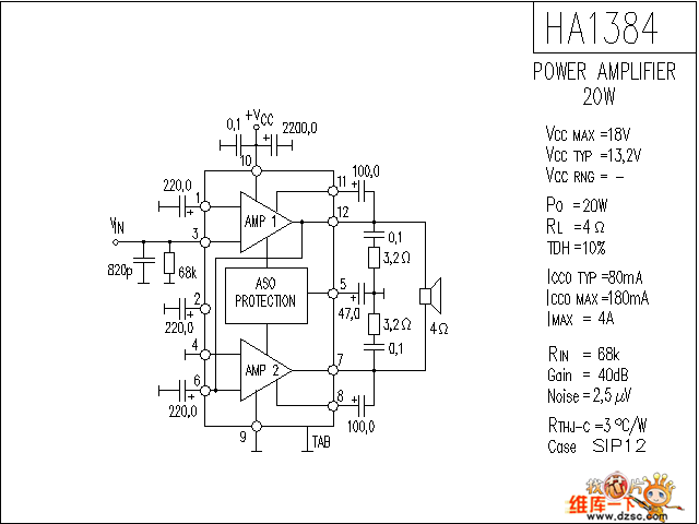 HA1384 音响IC电路图  第1张