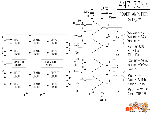 AN7173NK 音响IC电路图  第1张