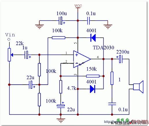 用TDA2030制作的有源功放电路图示意图  第1张