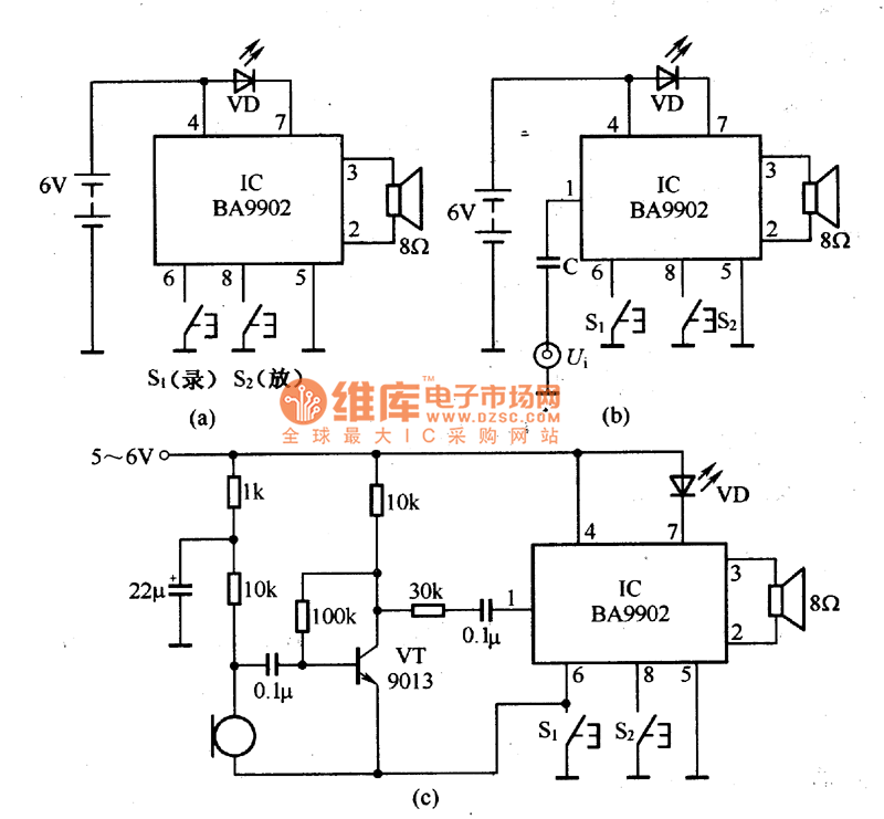 电子语音录放模块电路图  第1张