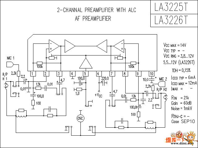 LA3225T-6T 音响IC电路图  第1张