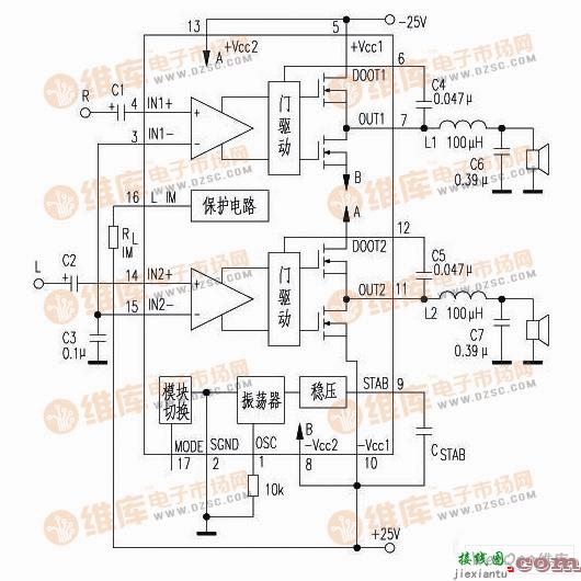 D类双50W数字功放TDA8902J应用制作电路图  第1张