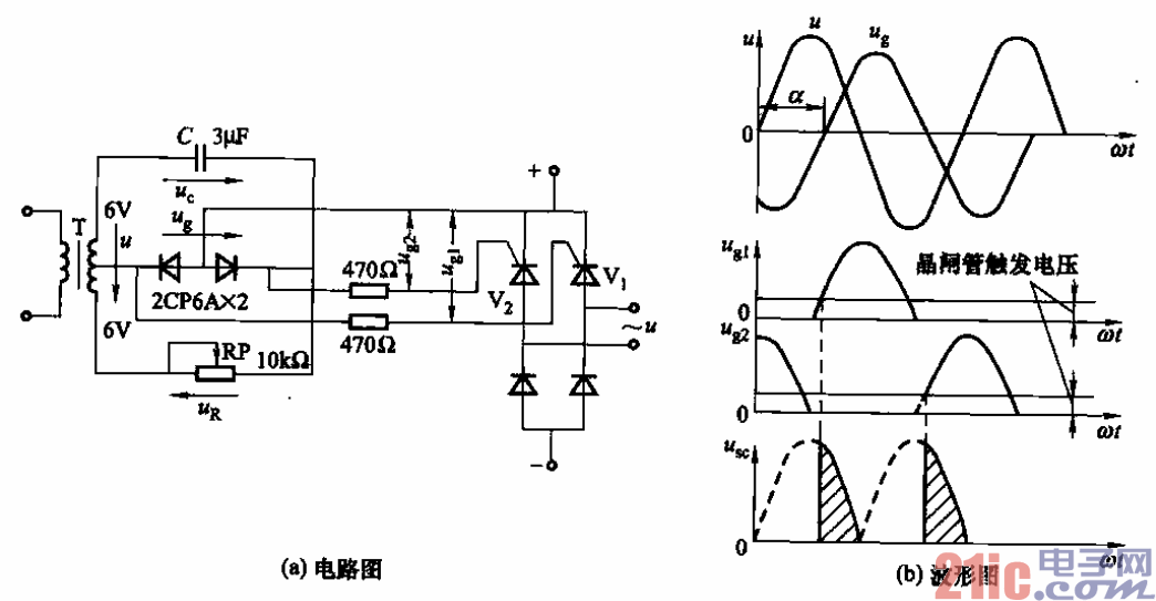 单相全波阻容移相触发电路  第1张
