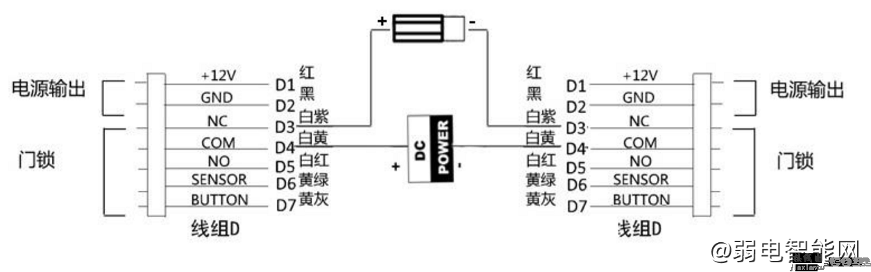 两台海康威视门禁一体机控制同一把门锁的接线图和方法  第1张