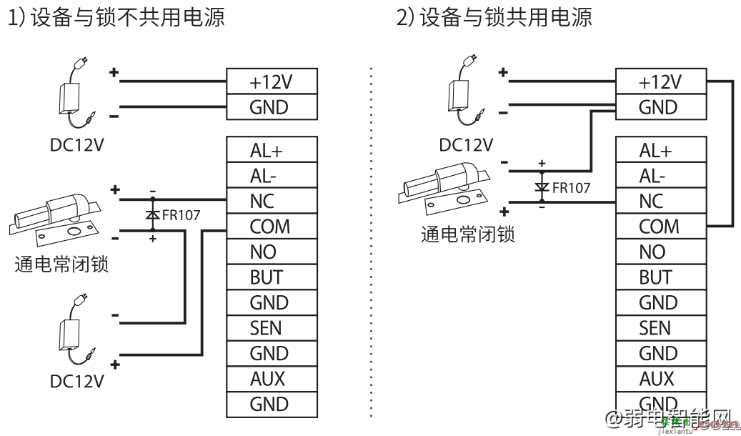 ZKTeco中控xface700人脸门禁设备接线图  第5张