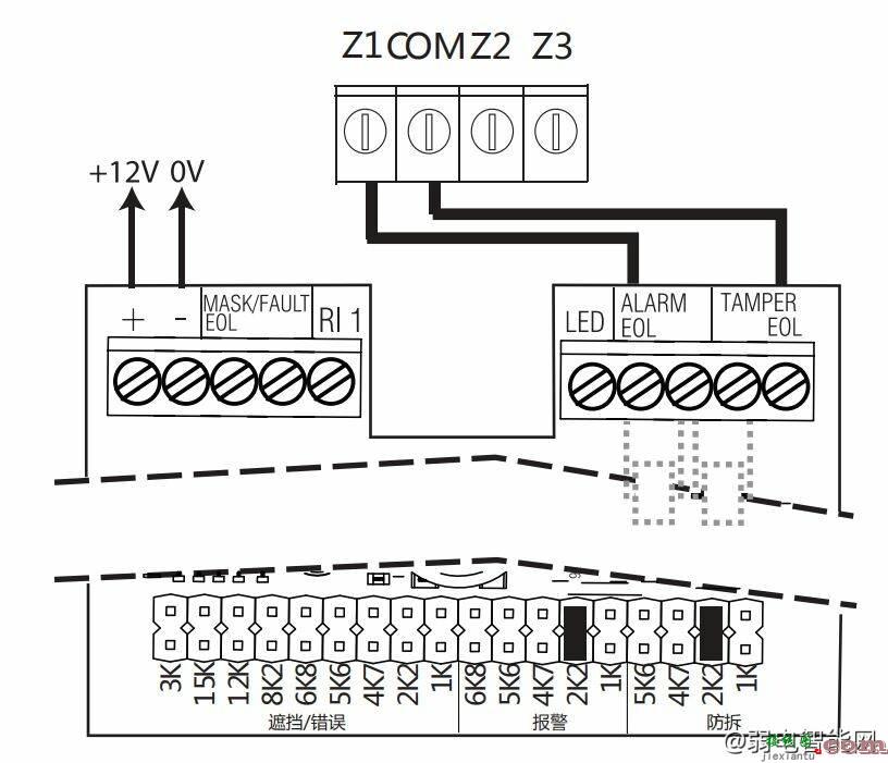 海康威视DS-PD2-D15AME 15m 双鉴防遮挡探测器接线说明  第5张