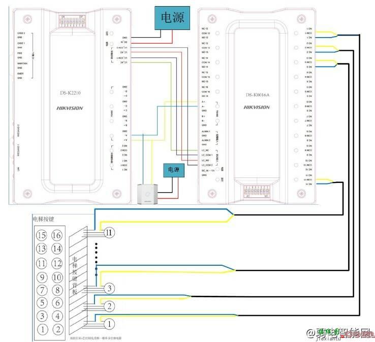 海康威视梯控DS-K2210按键模式怎么接线？  第4张