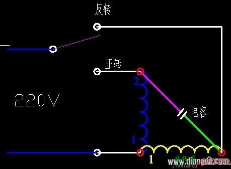 单相电机正反转的接线图  第2张