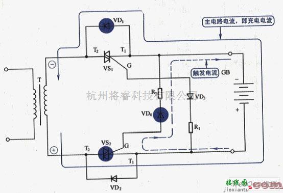 充电电路中的负极性接法，交流电源负半周充电电路  第1张