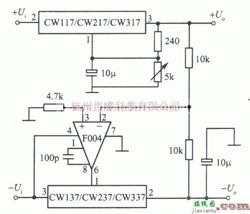 电源电路中的正、负输出电压跟踪集成稳压电源电路图  第1张