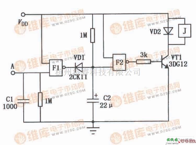 开关电路中的与非门组成的触摸式延时开关电路原理与设计  第1张