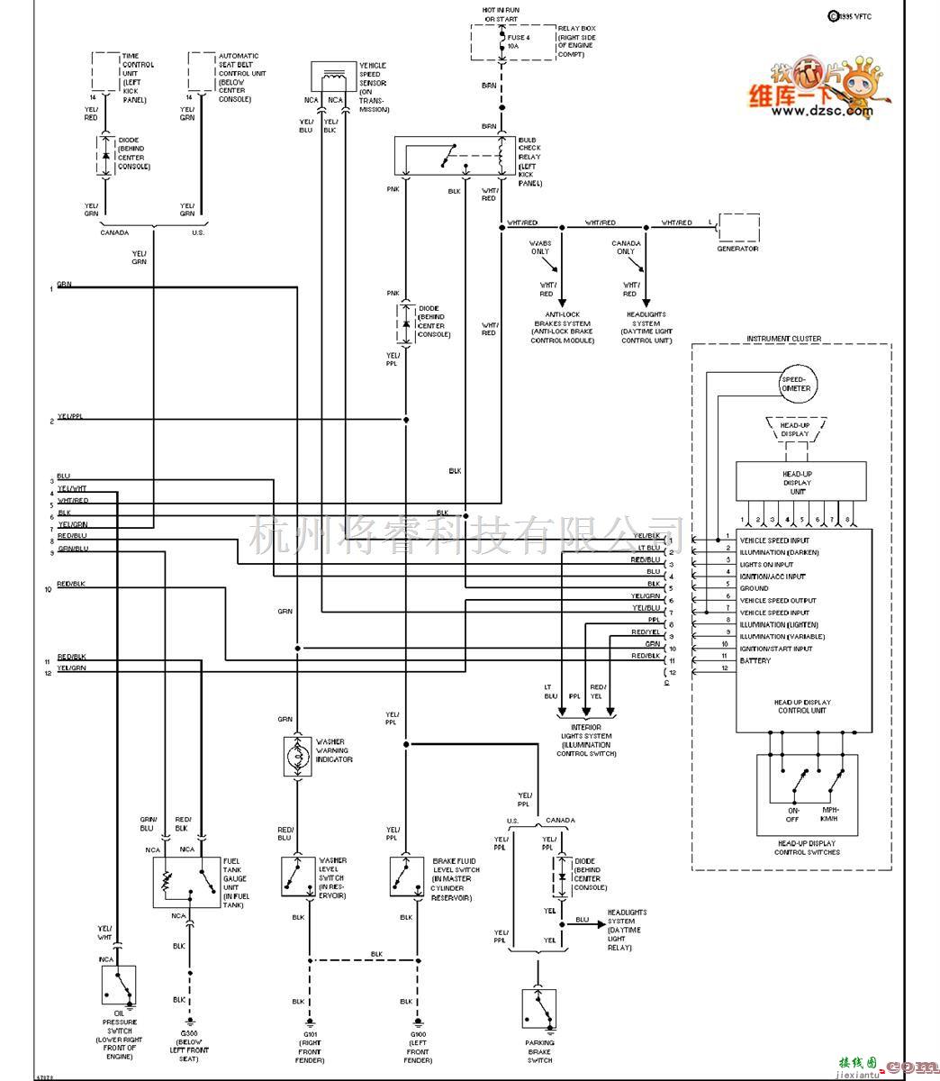 日产中的240SX-1994日产尼桑仪表板电路图(带有显示盖)续图  第1张