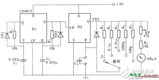 基于cd4013模拟式电容量测量仪  第2张