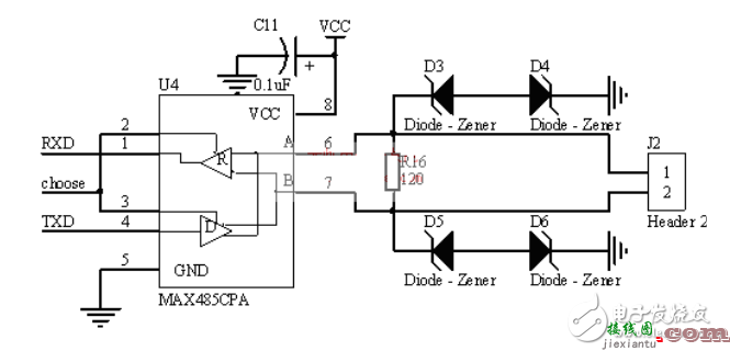 光电隔离RS485典型电路图  第1张