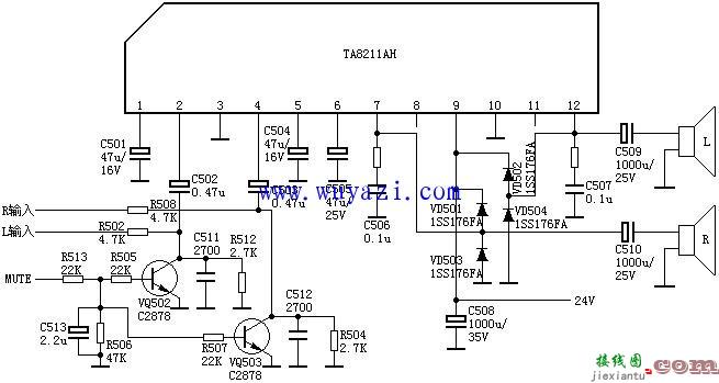 TA8211AH引脚功能电压说明-电路图讲解  第1张