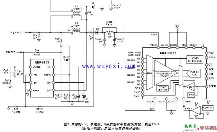 5V单电源8通道数据采集系统电路-电路图讲解  第1张