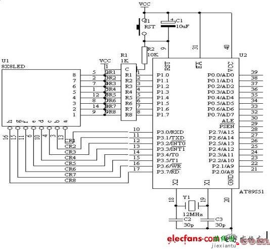 8*8 LED点阵显示电路图讲解  第1张