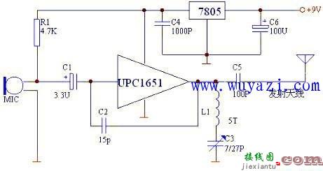 μpc1651制作的调频无线话筒电路-电路图讲解  第1张