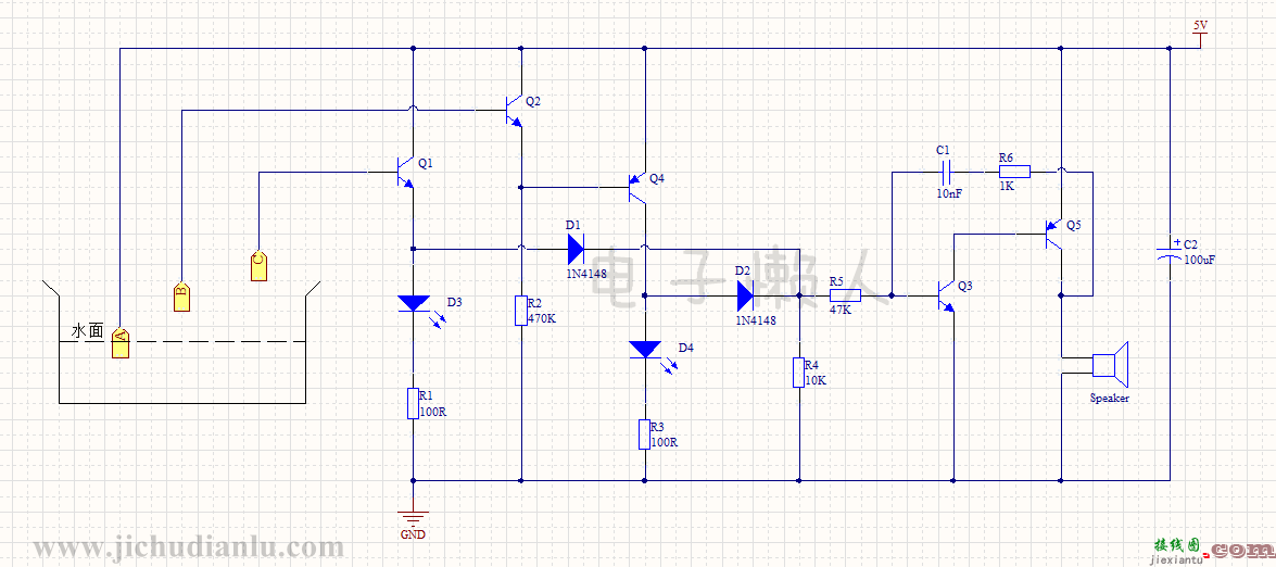 双向水位声光报警器的效果图演示_基础硬件电路图讲解  第1张