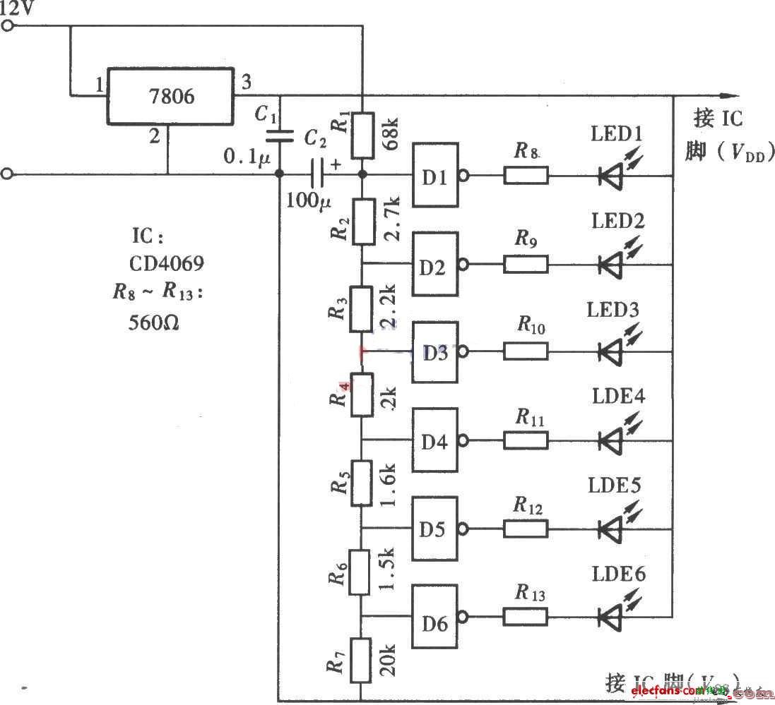 LED电压表电路  第1张