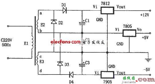 能全波整流的线性稳压电源电  第1张