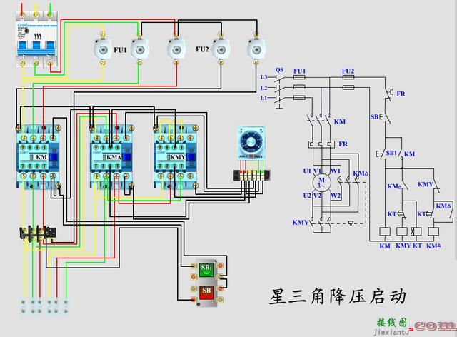 3个降压启动电路图讲解，二个星三角一个手动一个自动  第3张