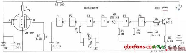 CD4069构成的沼气泄漏报警器电_报警器电路图讲解  第1张