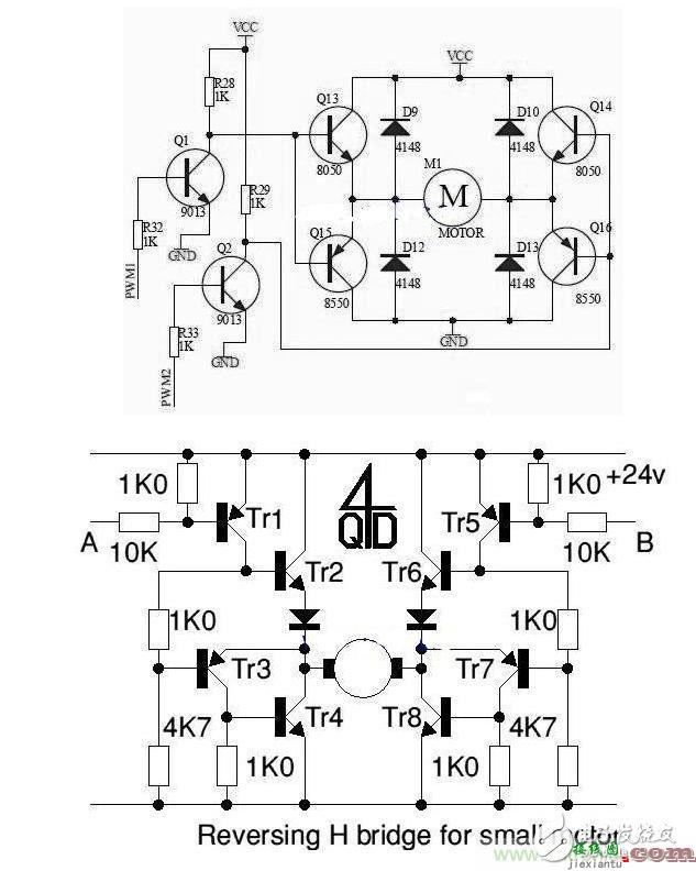 H桥驱动电路原理图及使能控制和方向逻辑_电动机控制电路图讲解  第6张