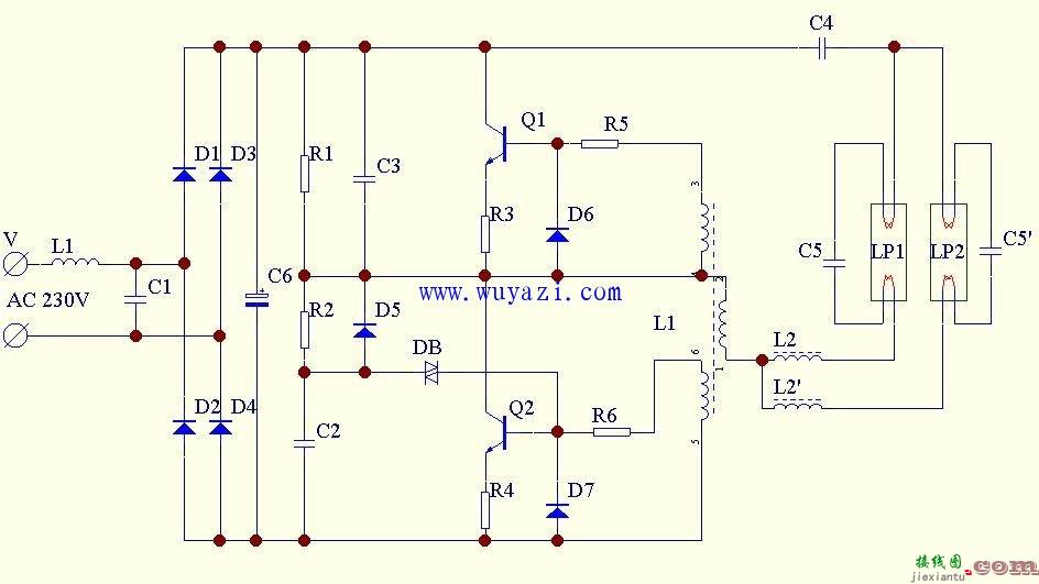 双管电子镇流器电路图  第1张