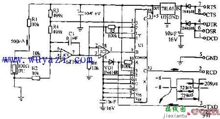 电阻温度传感器型rs-232接口电路图  第1张