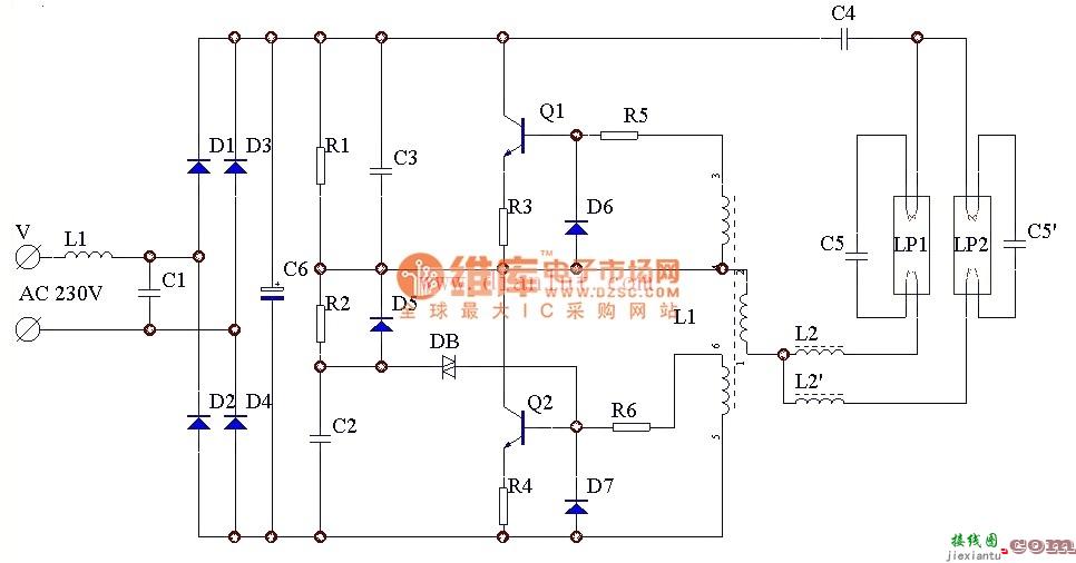 双管电子整流器电路图  第1张