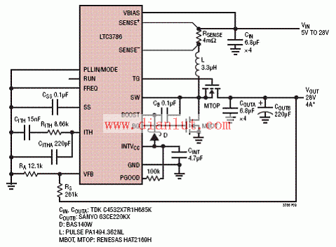 LTC3786高效率同步升压电源电路  第4张