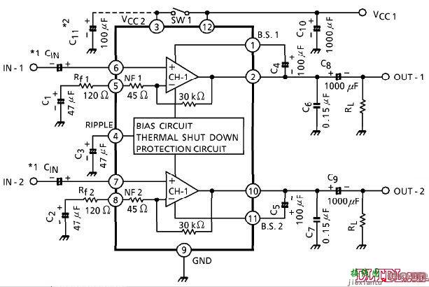 TA8207k功放电路图纸原理图  第1张