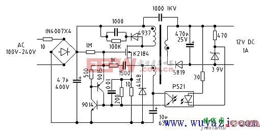 12V1A开关电源电路图  第1张